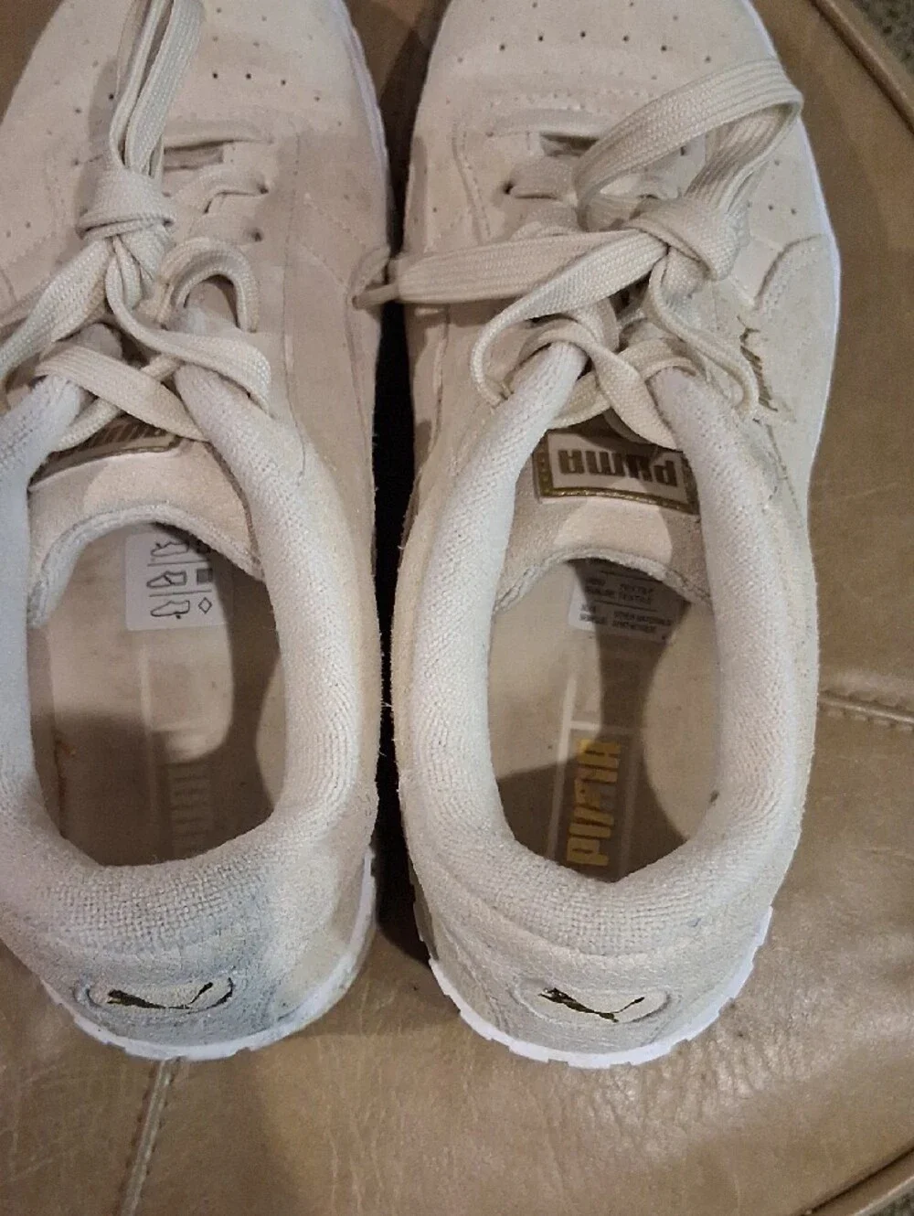 Puma Suede Platform Sneakers in Light Beige